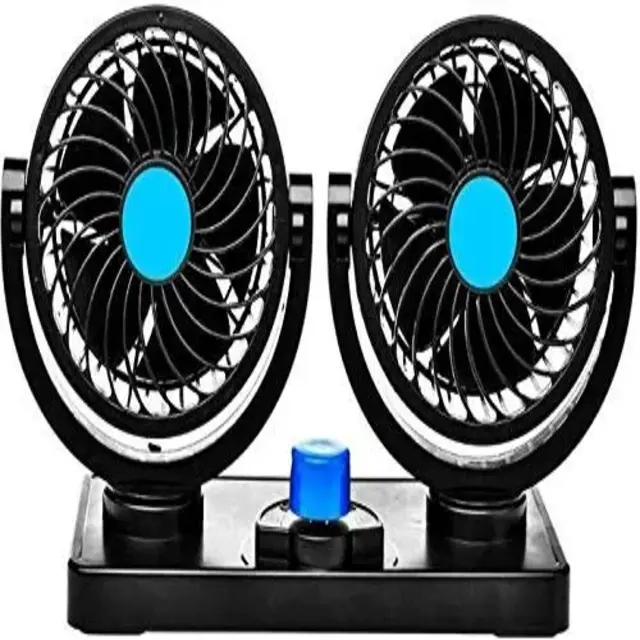 Universal Black Car Fan 12v 360 Degree Dual Head Dashboard Auto Cooling Air Fan